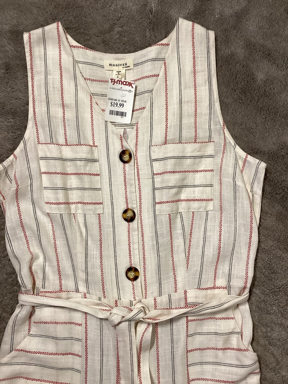 Striped Cropped Style Romper - Picture 2 of 4